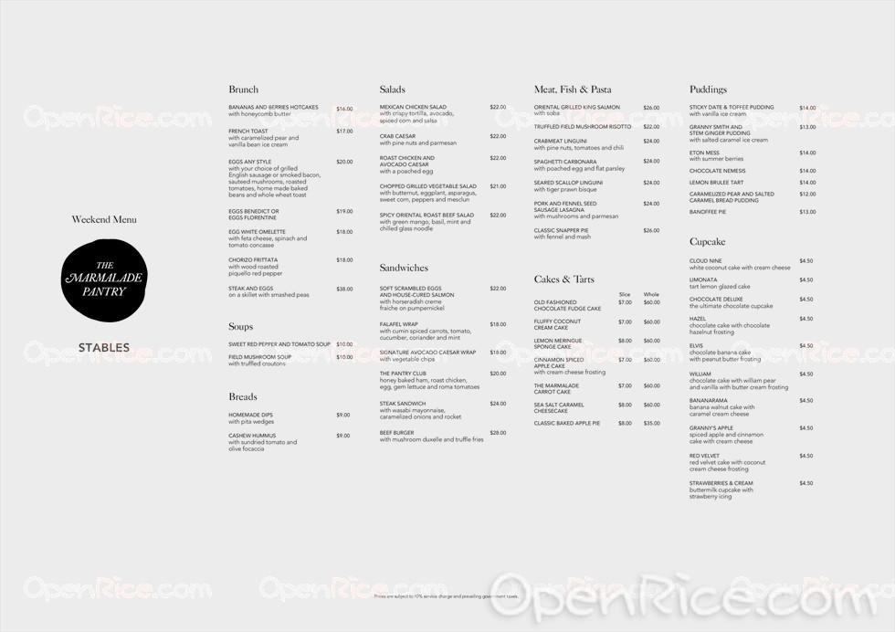 The Marmalade Pantry Menu American Restaurant Brunch In Bukit