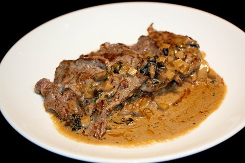 Grilled Black Angus Beef Steak with Forest Mushroom Ragout