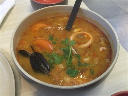 Feast of seafood simmered in soupy, soury and spicy broth
