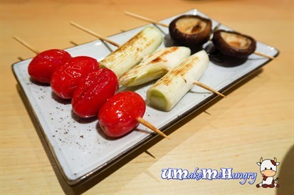 Tomato チェリートマト, Leek ねぎ, Shitake Mushrooms しいたけ